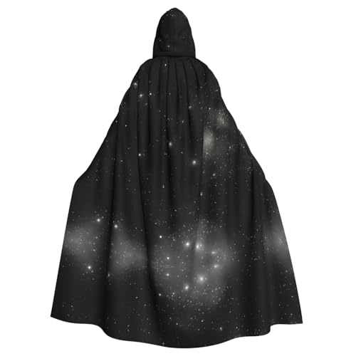 OUInbvv Schwarz-weißer Galaxie-Umhang mit Kapuze für Erwachsene, mit durchgehendem Druck, perfekt für Maskerade, Karneval und Themenpartys von OUInbvv