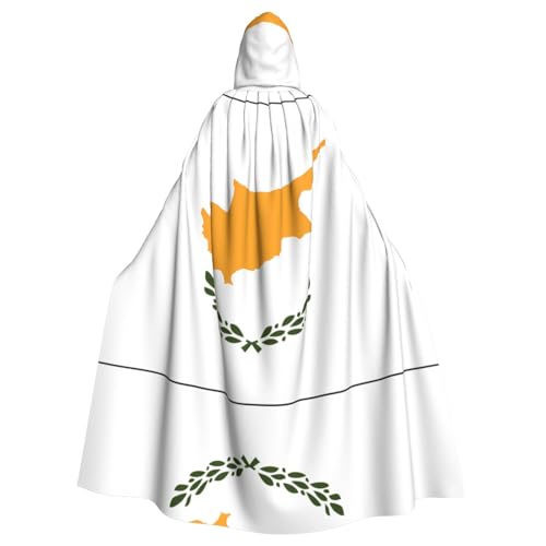 OUInbvv Umhang mit Kapuze für Erwachsene, Motiv: Flagge Zyperns mit voller Breite, perfekt für Maskerade, Karneval und Themenpartys von OUInbvv