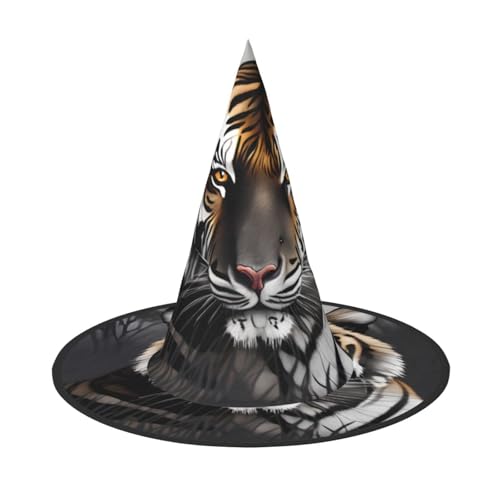 Tiger at rest Halloween-Hexenhut, 2 Stück, bequem und langlebig, geeignet für Party, Rollenspiele und Karneval von OUInbvv