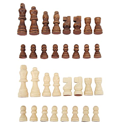 OUKENS Hölzerne Schachfiguren, 32 STÜCKE Internationale Schachfiguren, zweifarbige Figuren, 7,6 cm große Königsfiguren, Schachfiguren, Spielfiguren für Kinder, Unterhaltungsspielzeug für Kinder von OUKENS