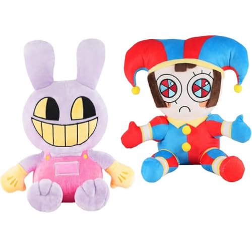 OUKEYI 2 Stück Circus Plüschpuppe, niedliche Cartoon-Kaninchen-Stofftier-Plüschpuppe, erstaunlicher digitaler Zirkus, Plüschspielzeug, Sammlerstück für Jungen und Mädchen von OUKEYI