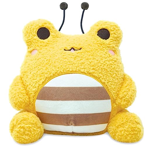 OUKEYI 26 cm Frosch, Plüsch-Frosch, Plüschtier, niedliche Biene, Sammlerstück, Plüschtier, Frosch, Stofftier, Heimdekoration, Geschenk für Mädchen und Jungen (gelb) von OUKEYI