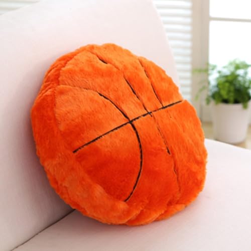 OUKEYI Basketball-Plüschkissen, flauschig, langlebig, gefüllt, Fußball, Sport, 35 cm, Ballkissen, weich, rund, Plüschkissen, Spielzeug, Sofa, Raumdekoration, Geschenk (orangefarbener Basketball) von OUKEYI