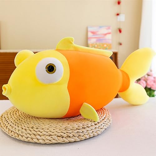 OUKEYI Gelbes Goldfisch-Stofftier weiches süßes Fisch-Plüschkissen Spielzeug für Kinder, 35,1 cm von OUKEYI