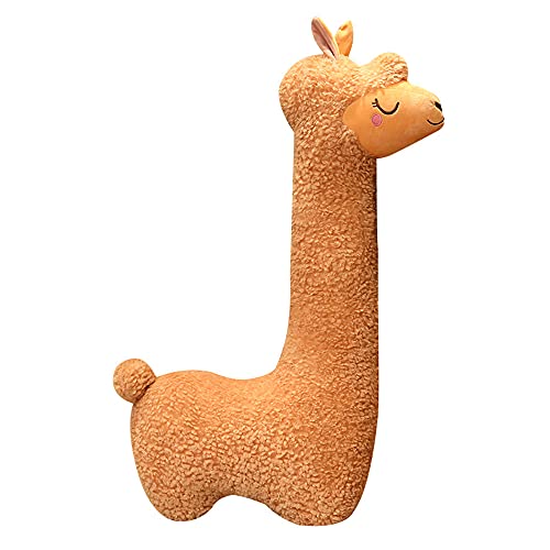 OUKEYI Llama-Körperkissen, riesiges Alpaka-Plüsch-Langkörperkissen, Flauschiges Alpaka-Plüschtier, kuscheliges Alpaka-langes Kissen, Weihnachten, Geburtstag, 71 cm,braun von OUKEYI