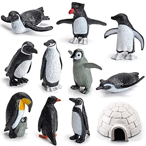 OUKEYI Mini Arctic Animals Toys Set 11PCS,Realistic Arctic Penguin Figures Toy Playset Winter Habitat Adventure Toys Early Educational Toys Cake Decoration Christmas Birthday Party Supplies von OUKEYI