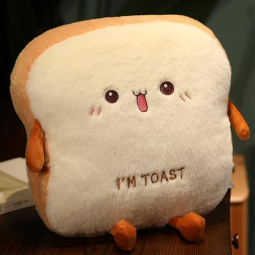 OUKEYI Toastbrot-Plüschkissen, Toastbrot-Plüschkissen, Lebensmittelkissen mit Tasche, warmes Handkissen (reizend) von OUKEYI