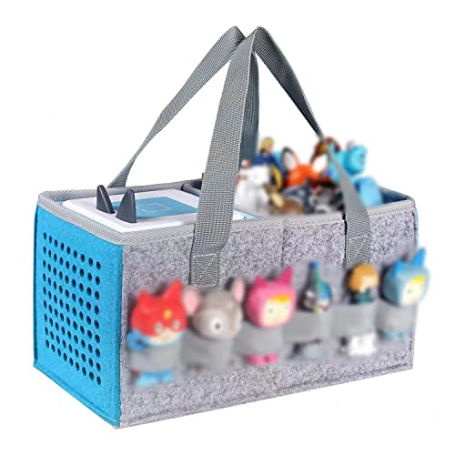 Tasche für Toniebox Starter Set Aufbewahrungstasche für Toniebox Figur, Home Outdoor Handtasche für Tonies Audio Player und Puppen Musikspielzeug Falttasche für Toniebox Zubehör (Grau Blau) von OUKNAK