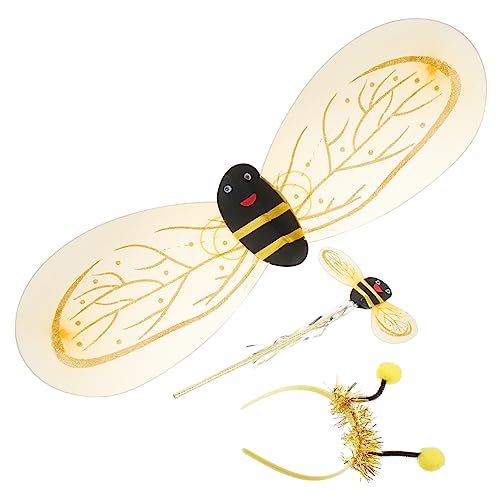 OUNONA 1 Satz Bienenkostüm Set für Goldene Flügel Haarreif und Zauberstab für Halloween Geburtstagsfeiern und Bühnenauftritte Bequemes Stoffdesign Passt Meisten Kindern von OUNONA