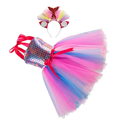 OUNONA 1 Satz Cosplay Rock Kostüm Schöne Meerjungfrau Kleid mit Netzstoff für Geburtstagsfeiern Tanz und Bühnenaufführungen Haarband Jahre von OUNONA
