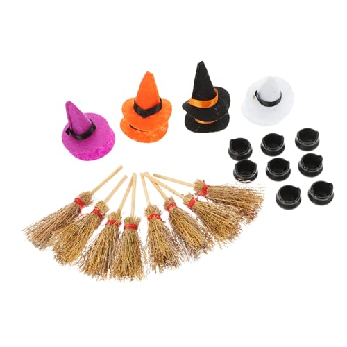 OUNONA 1 Satz Hexenhüte für Puppenhäuser Teiliges Bastelzubehör mit Besen und Kessel Dekoration für Halloween und Miniaturprojekte OUNONA 1 Satz Hexenhüte für Puppenhäuser Teiliges Bastelzubehör mit Besen und Kessel Dekoration für Halloween und Miniaturprojekte von OUNONA