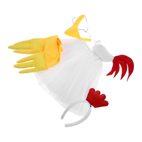 OUNONA 1 Satz Kostümset Huhn für Feiern Teiliges Cosplay Set mit Kopfband Tutu Rock Schnabel und Krallen für Halloween Weihnachten und Festivals Atmungsaktiv und Bequem von OUNONA