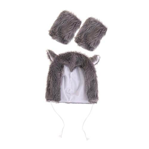 OUNONA 1 Satz Wolf Hut mit Handschuhen Lustiger Flauschiger Werwolf Kopfschmuck für Halloween und Tier Themenpartys für Fotos und Bühnenauftritte OUNONA 1 Satz Wolf Hut mit Handschuhen Lustiger Flauschiger Werwolf Kopfschmuck für Halloween und Tier Themenpartys für Fotos und Bühnenauftritte von OUNONA