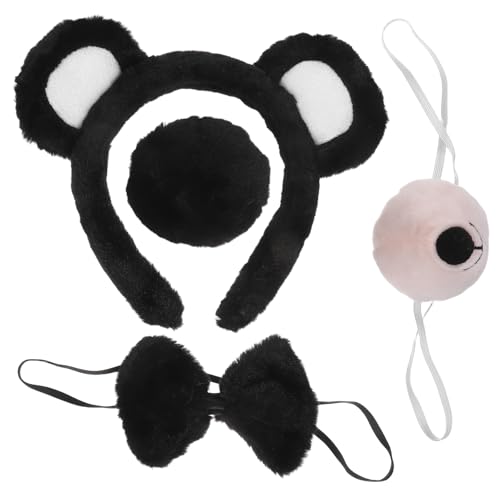 OUNONA 1 Set Halloween-Bär-Kostümzubehör, Plüschbär-Ohren, Stirnband, Tierfliege, für Halloween, Cosplay, Party, Gastgeschenk OUNONA 1 Set Halloween-Bär-Kostümzubehör, Plüschbär-Ohren, Stirnband, Tierfliege, für Halloween, Cosplay, Party, Gastgeschenk von OUNONA