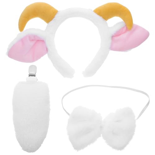OUNONA 1 Set Lammohren-Stirnband aus Plüsch, Halloween-Schafohren-Kostüm, Stirnband, und Fliege für Halloween, Cosplay, Party, Verkleidung OUNONA 1 Set Lammohren-Stirnband aus Plüsch, Halloween-Schafohren-Kostüm, Stirnband, und Fliege für Halloween, Cosplay, Party, Verkleidung von OUNONA
