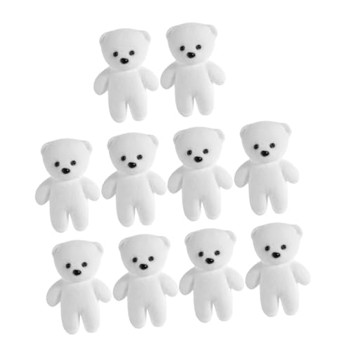 OUNONA 10 Stück Blasenbär Abschluss Bär Mini Positiver Bär Minibären Masse Kleiner Bärenkopf Mini-bärenmasse Kleine Bären Strumpffüller Stofftier Bär Plüsch Mini-plüschbär Schaum Weiß von OUNONA
