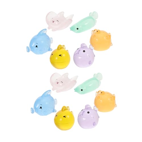 OUNONA 12Stücke Mini Fischfiguren aus Harz Leuchtende Aquarium Dekoration Meerestierfiguren für Kreative Wassergestaltung und Stilvolle Inneneinrichtung von OUNONA