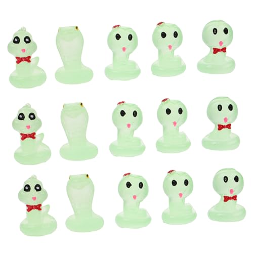 OUNONA 15 Stück Leuchtende Schlangenschmuck Figur Mini Die glühen winzig Schlangenstatuen Schlangen-Ornament aus Kunstharz Schlangenhandwerk Mikrolandschaftsschlange Hellgrün von OUNONA