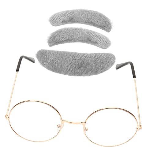 OUNONA 1Satz Alter Mann Kostümset Für Teiliges Zubehör Mit Künstlichem Schnurrbart Augenbrauen Brille Für Halloween Kostümpartys Schulaufführungen Langlebig Leicht von OUNONA