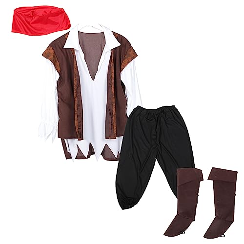 OUNONA 1Satz Piratenkostüm für Herren Cosplay Kostüm für Halloween Rollenspiele Partys Leicht Tragbar für Fotorequisiten Bühnenauftritte von OUNONA