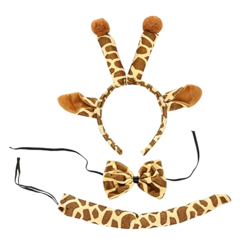 OUNONA 1Satz Tierkostüm Set für Teiliges Giraffen Kostüm mit Haarreifen Fliege und für Karneval Halloween und Geburtstagsfeiern von OUNONA