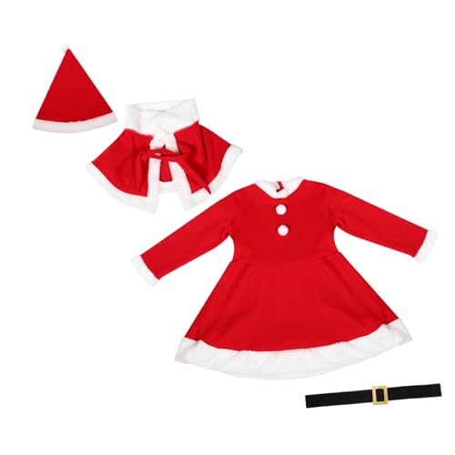 OUNONA 1Satz Weihnachtsmannkostüm Langarmkleid mit Schal Gürtel Mütze Weihnachtsoutfit für Festliche Anlässe von OUNONA