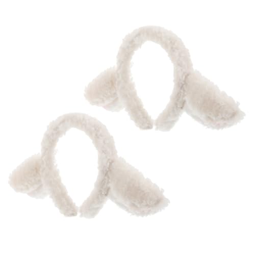 OUNONA 2 STÜCK Teiliges Lammohren Stirnband Flauschiges Plüsch Schaf Ohr Haarreif Niedliches Cartoon Kostüm Haaraccessoire für Gruppen Party Cosplay Langlebig und Detailreich Gestaltet von OUNONA