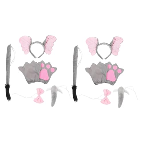 OUNONA 2 Sätze Kostümset Elefantenohren Stirnband mit und Handschuhen Weiches Party Zubehör für Geburtstag Karneval Halloween Weihnachten Niedliches Tier Accessoire für Rollenspiele und von OUNONA