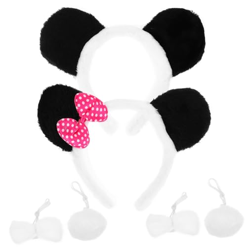 OUNONA 2 Sätze Panda Kostüm Accessoire Set Stirnband mit Ohren Schleife und Cosplay Party Zubehör für Frauen und Bequem Langlebig von OUNONA