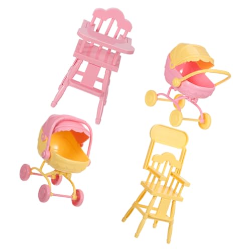OUNONA 2 Sätze Realistischer Babywagen und Hochstuhl aus Abs Kompakt und Tragbar Vielseitige Miniatur Dollhouse Accessoires für Interaktives Kinderspiel von OUNONA