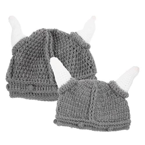 OUNONA 2 Stck Teiliges und Erwachsenen Strickmütze mit Lustigen Kuhhorn designs Warme Gemütliche Cosplay hüte für Kostümpartys und Alltag Vielseitig und Auffällig Hochwertige von OUNONA
