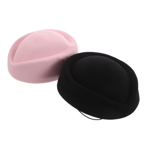 OUNONA 2 Stück Damen Stewardess Hut Retro Air Hostess Mütze Schwarz Robuste Kabinenpersonal Kostüm Kappe für Bühnenauftritte Halloween und Cosplay Veranstaltungen von OUNONA
