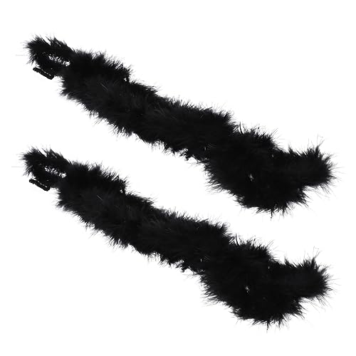 OUNONA 2 Stück Federboa Dekorationsmaterial für DIY Kostüme Schwarz Vielseitig Einsetzbar für Partys Hochzeiten Halloween und Themenfeiern Langlebig und Strapazierfähig von OUNONA
