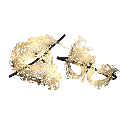OUNONA 2 Stück Goldene Maske mit Strasssteinen für Halloween und Partys Halbseitige Maske für Karneval Maskenball und Besondere Anlässe für Frauen und Freunde von OUNONA