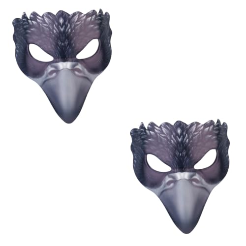 OUNONA 2 Stück Halbgesichts Maske Vogelmotiv Crow Mask Halloween Kostüm Masquerade Party Zubehör Realistisch für Erwachsene und Karneval Tanzball von OUNONA