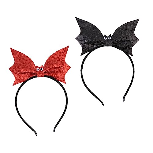 OUNONA 2 Stück Halloween Fledermaus Haarreifen Cosplay Zubehör für Partys Schwarz und Rot Perfektes Kostüm Accessoire für Halloween und Bühnenauftritte von OUNONA