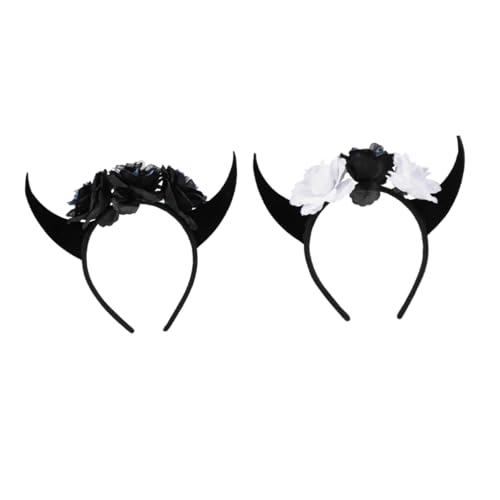 OUNONA 2 Stück Halloween Horn Haarschmuck mit Blumen und Kopfbedeckung für Partys und Kostüme für Erwachsene Bring Farbe Halloween Outfit OUNONA 2 Stück Halloween Horn Haarschmuck mit Blumen und Kopfbedeckung für Partys und Kostüme für Erwachsene Bring Farbe Halloween Outfit von OUNONA