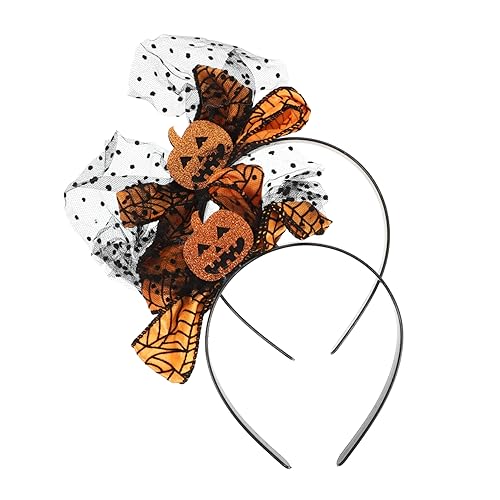 OUNONA 2 Stück Halloween Kürbis Haarband mit Schleife Farbenfroher Haarschmuck für Komfortables Stirnband für Gruselige Halloween Deko und Kostümaccessoire von OUNONA