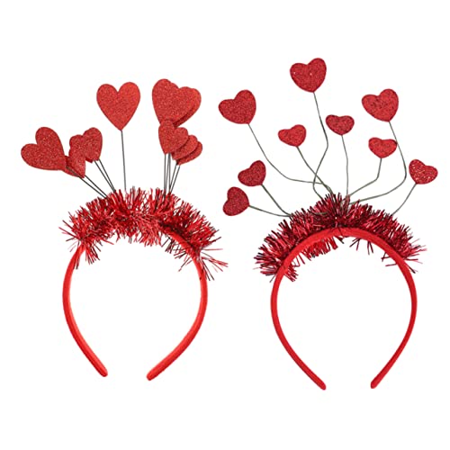 OUNONA 2 Stück Herz Stirnbänder mit Pailletten für Valentinstag Rote Herz Haaraccessoires als Foto Requisiten für Partys und Festliche Anlässe von OUNONA
