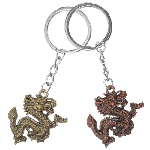 OUNONA 2 Stück Metall Drachen Schlüsselanhänger Ornament Drachen Schlüsselanhänger Anhänger Drachen Anhänger Drachen Schlüsselring Schlüsselanhänger Anhänger Hängende von OUNONA