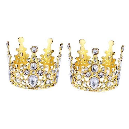 OUNONA 2 Stück Metallkrone Cupcake Topper für Hochzeiten und Geburtstagsfeiern Hochwertige Tortendeko für Kuchen Desserts und Früchte Mini Goldene Krone für Unvergessliche von OUNONA