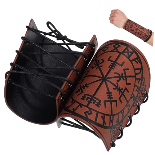 OUNONA 2 Stück Mittelalterliche Armschützer mit Prägung Verstellbare Handgelenkschoner für Viking Cosplay und Historische Veranstaltungen OUNONA 2 Stück Mittelalterliche Armschützer mit Prägung Verstellbare Handgelenkschoner für Viking Cosplay und Historische Veranstaltungen von OUNONA