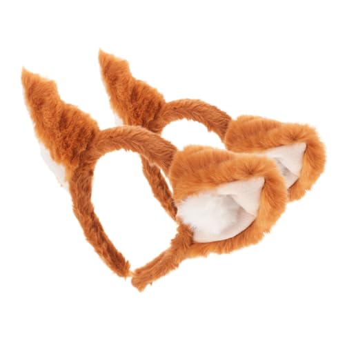 OUNONA 2 Stück Niedliches Fuchsohren Haarreif Flauschige Braune Ohren Cosplay Stirnband für Erwachsene Party Kostüm Accessoire Geeignet für Halloween Fasching und Themenpartys von OUNONA