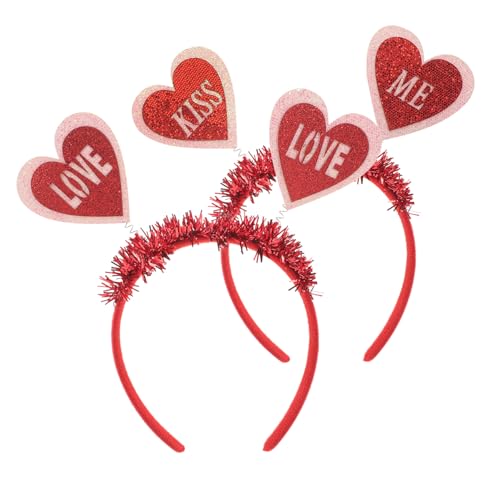 OUNONA 2 Stück Rotes Love Heart Haarreif Teilig Kreativer Haarschmuck mit Liebesherz Design für Valentinstag Hochzeit und Party Bequem Tragbar und Rutschfest Passend für Erwachsene von OUNONA