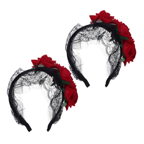 OUNONA 2 Stück Rotes Rosen-haarband Spitzenblumen Künstliche Blüten-haarschmuck für Damen Komfortables Halloween-accessoire für Party Fotoshootings und Festliche Anlässe OUNONA 2 Stück Rotes Rosen-haarband Spitzenblumen Künstliche Blüten-haarschmuck für Damen Komfortables Halloween-accessoire für Party Fotoshootings und Festliche Anlässe von OUNONA