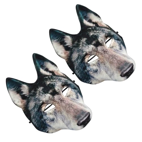 OUNONA 2 Stück Teiliges Wolf Halbgesichts Cosplay Maske Eva Halloween Gruselige Kostüm Masken für Karneval Party Wiederverwendbar Passend für Jugendliche und Erwachsene von OUNONA
