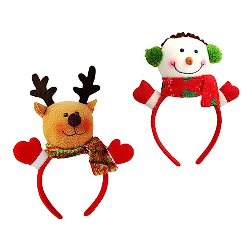 OUNONA 2 Stück Weihnachtliche Haarreifen mit Puppe Design Leichte Dekorative Haarbänder Festliche Kopfschmuck für Weihnachtsfeier Geeignet für Altersgruppen von OUNONA