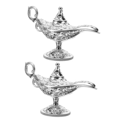 OUNONA 2 Stück Zauberlampenspielzeug Arabisches Lampendekor Aloha-Geburtstagsparty-Dekorationen Geburtstag Heimdekoration Halloween-tischdekoration Plastik Silver OUNONA 2 Stück Zauberlampenspielzeug Arabisches Lampendekor Aloha-Geburtstagsparty-Dekorationen Geburtstag Heimdekoration Halloween-tischdekoration Plastik Silver von OUNONA
