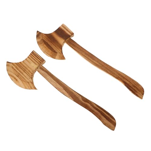 OUNONA 2 Stücke Holzäxte für Halloween Kostüme Robuste Holzspielzeuge für Lifelike Cosplay Requisiten Halloween Deko für Junge Mädchen und LARP von OUNONA