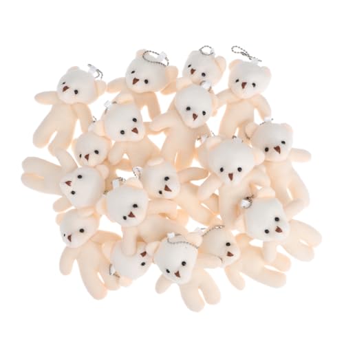 OUNONA 20 Stück Teddybär-Puppe Sachen hängend Mini-Bärenmasse Liebenswert Farbe Bär Schlüsselanhänger Netter Bärenschlüsselkette Mini-Plüschtiere Masse Minibär PP Baumwolle Beige von OUNONA